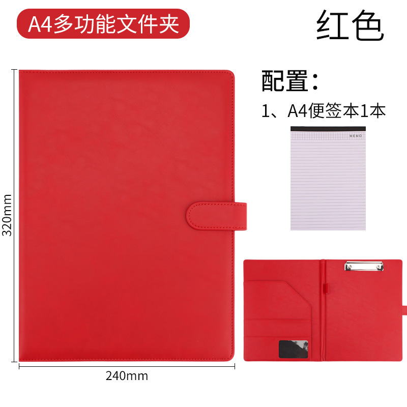Dossier A4 rouge avec notes autocollantes
