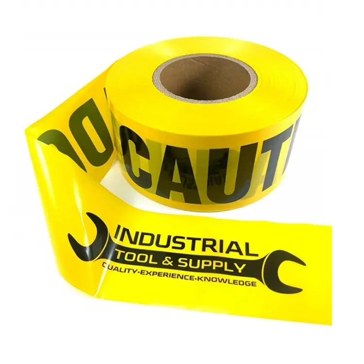 Custom Printing Logo Colorful Barricade Barrier Marking Single Sided Non Adhesive PE Warning Tape