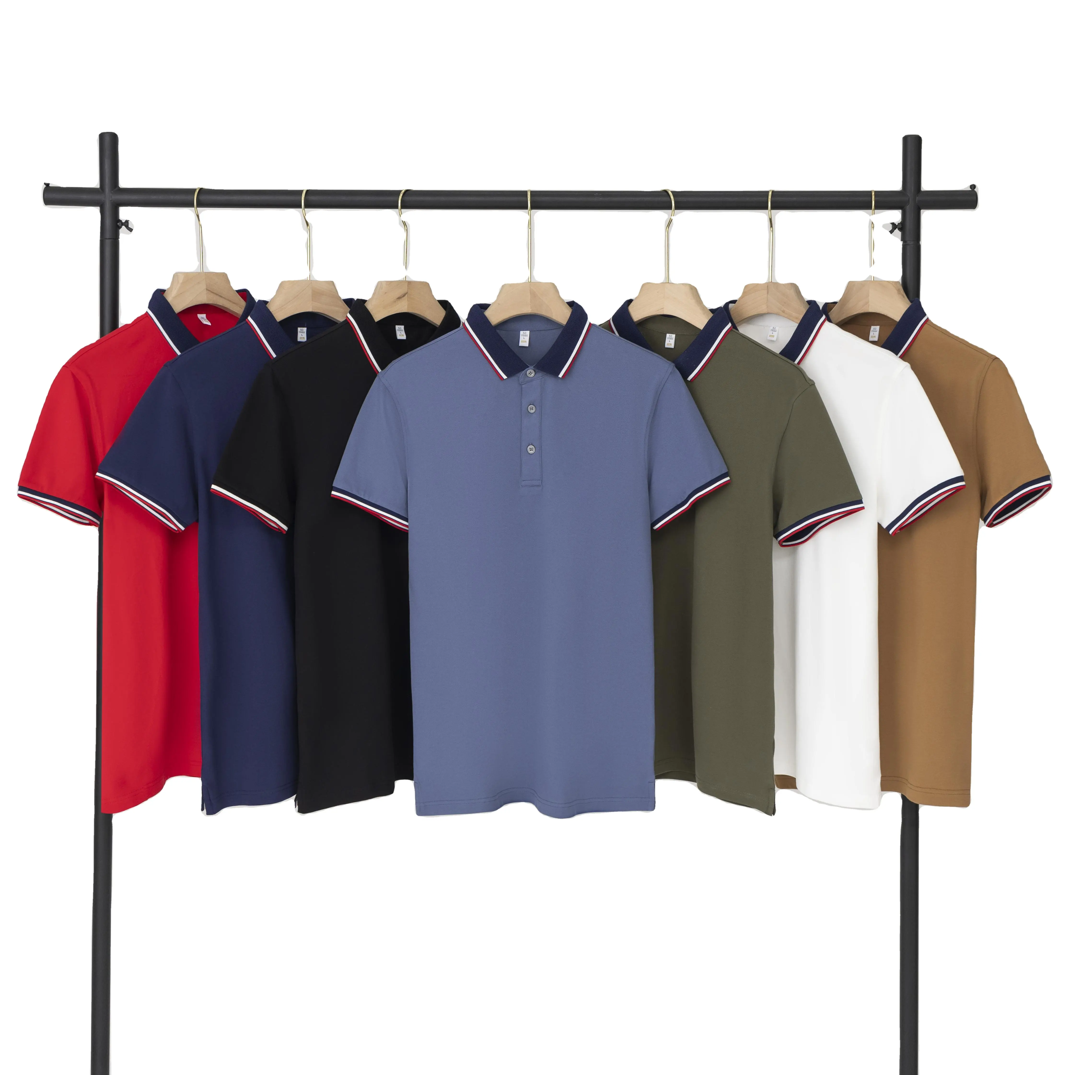 Camisetas polo masculinas de poliéster de alta qualidade com logotipo personalizado 95% algodão 5% spandex da empresa de fabricação