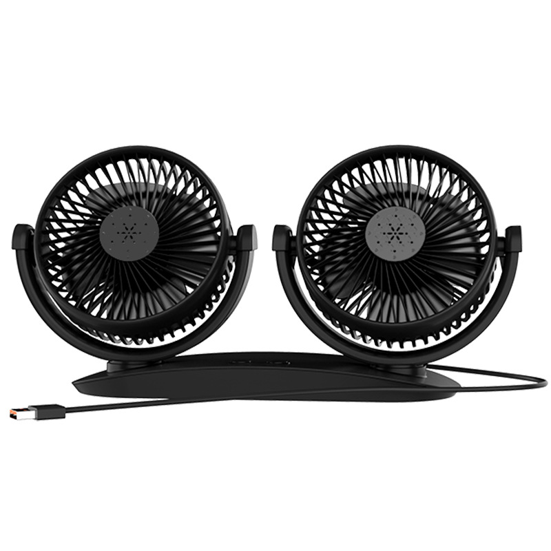 (Black) Dual-head fan with USB