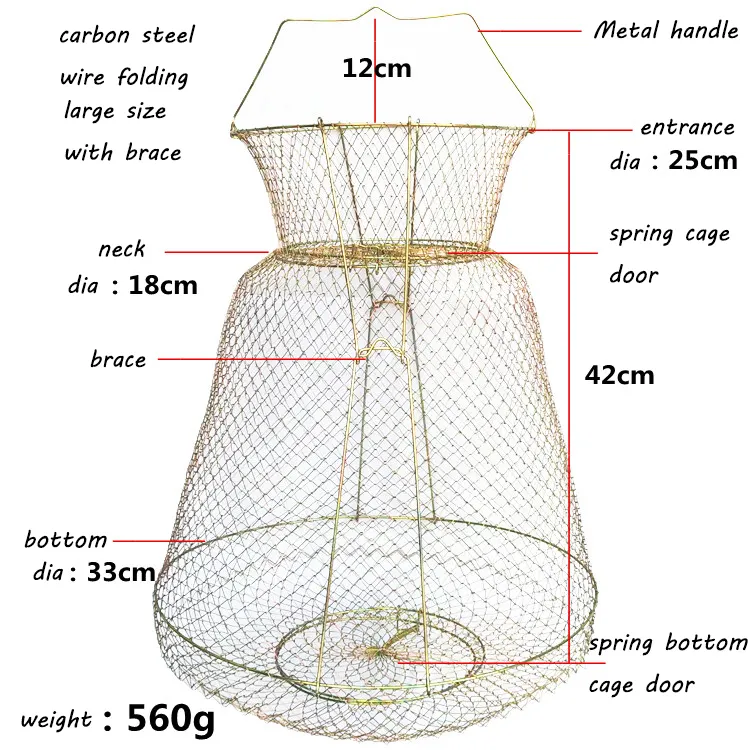 Trampa de red de pesca automática, jaula de inmersión fundida para peces, camarones, cañas de Camarón, cangrejo