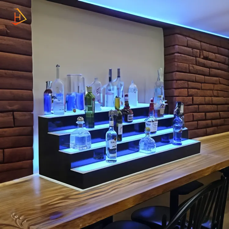 Display a scaffale per Bar con bottiglia di liquore in acrilico che cambia colore illuminato a Led