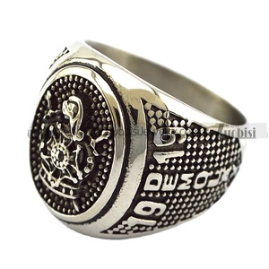 Cuba Phong Cách Bạc Tốt Khắc Ninja Rùa Cabochon signet Nhẫn Trong Thép Không Gỉ Mạ Vàng Cổ Điển Cụm Nhẫn - Product Image 1