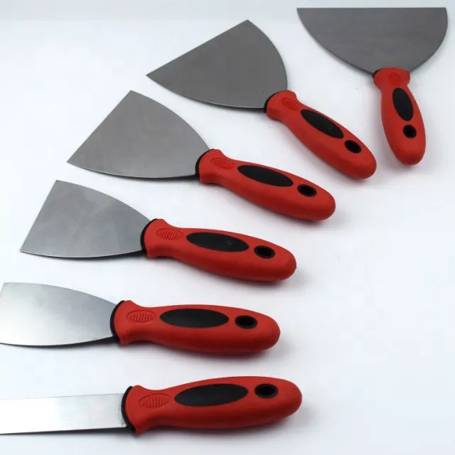 Raspador de carbono vermelho e preto com alça de borracha para espátula de massa, faca pequena de plástico