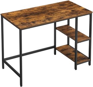 Estilo industrial Simple 2 estantes ensamblados PC estudio Escritorio de escritura tablero de empalme Estudio de madera mesa de escritura almacenamiento escritorio de la computadora - Product Image 1