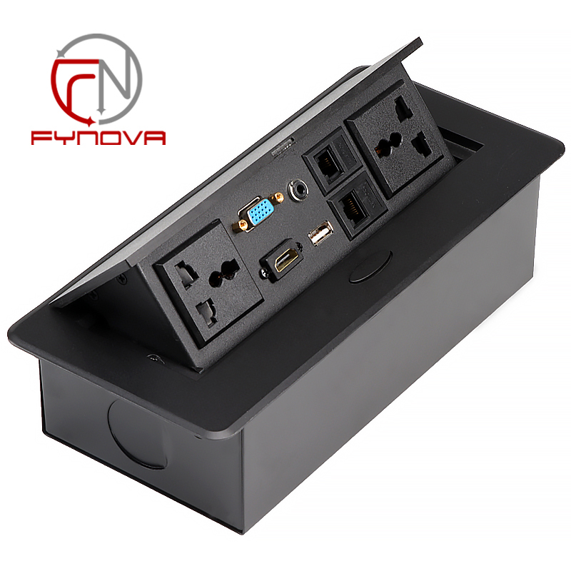 Black,2 Univ. plugs+1VGA/Audio/USB Data/HD MI/LAN/Tele,no Wire