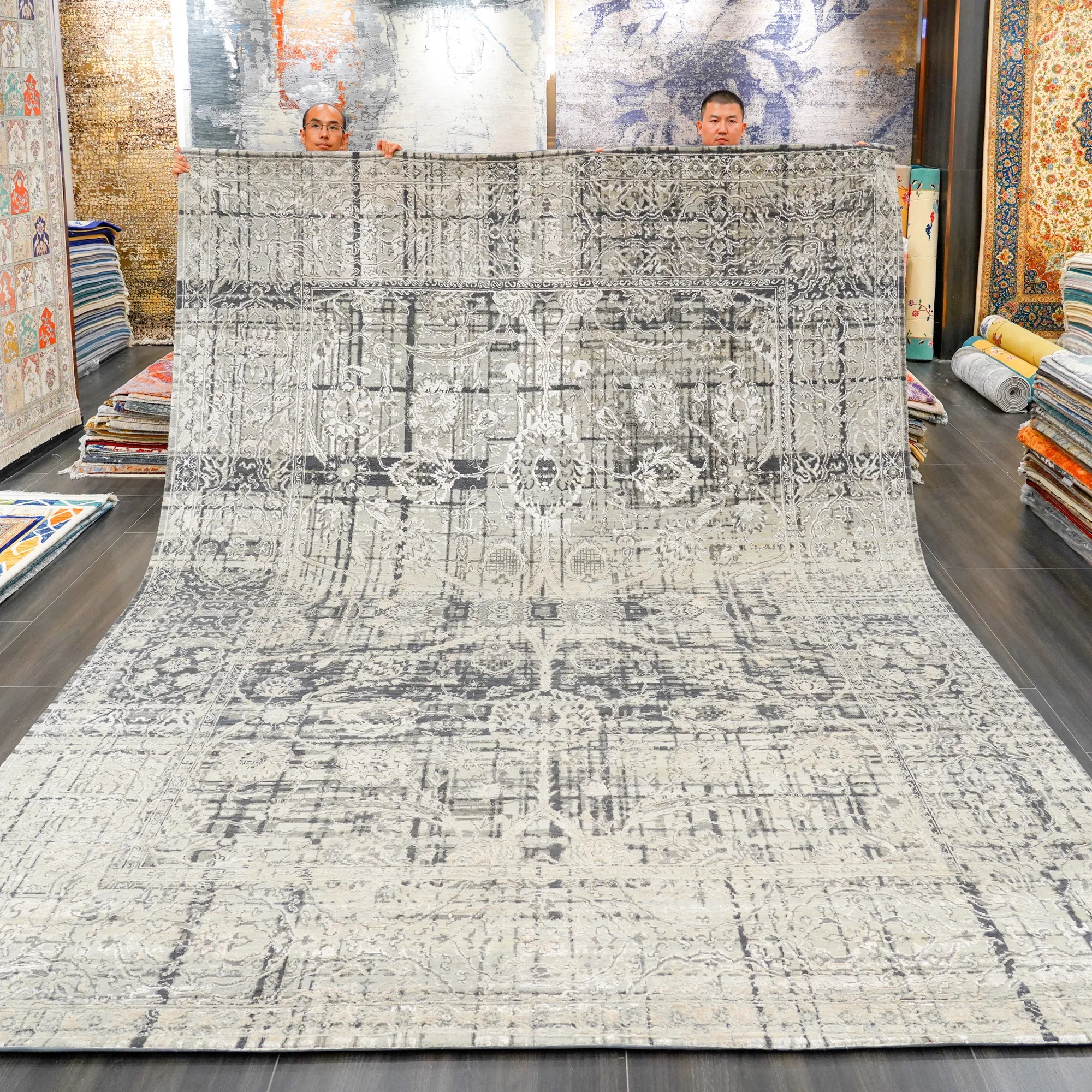273x366cm Area Rugs Jute 10 X 14 Afghan Handmade Wool And Silk Floor Rug
