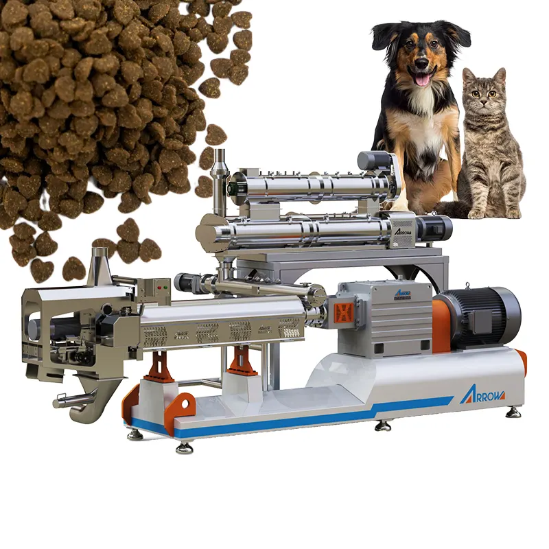 2023 Bestseller hochwertige Doppelschnecken-Extruder-Hunde- und Katzenfutterherstellungsmaschine Haustierfutter-Produktionslinie