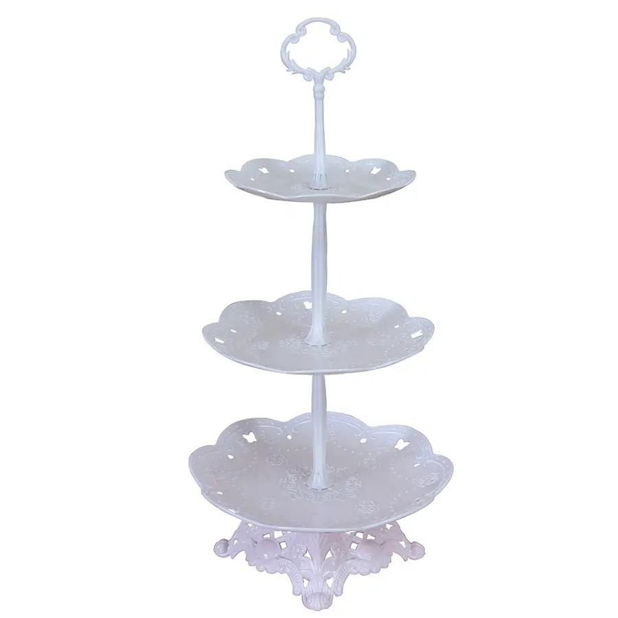 cheap 3 tiers white plastic disposable party cake stand wholesale