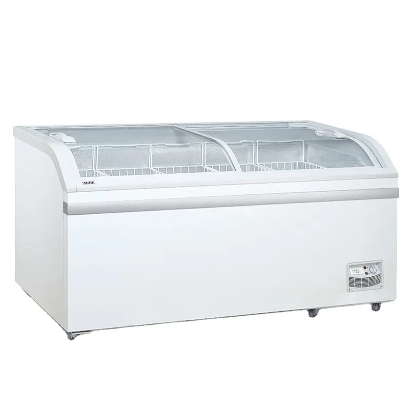 500L220Vガラスドアシクロペンタン水平冷却ディスプレイ商用冷凍庫