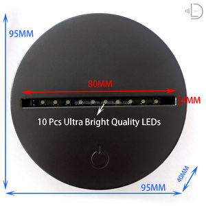 ฐานโคมไฟกลางคืน LED RGB 3D ฐานกลม ABS สีดำพร้อมรีโมตควบคุมค่า USB-C และรีโมต24ปุ่ม - Product Image 2
