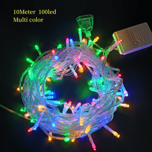 热卖更便宜的透明220V 8功能100LED 10米节日串灯圣诞装饰灯花园家居灯