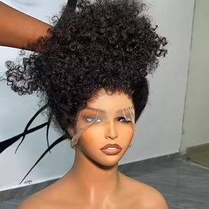 レースフロントショートボブ人毛ウィッグ人毛アフロキンキーカーリーウィッグ女性用生ベトナム髪HDレース前頭ウィッグ
