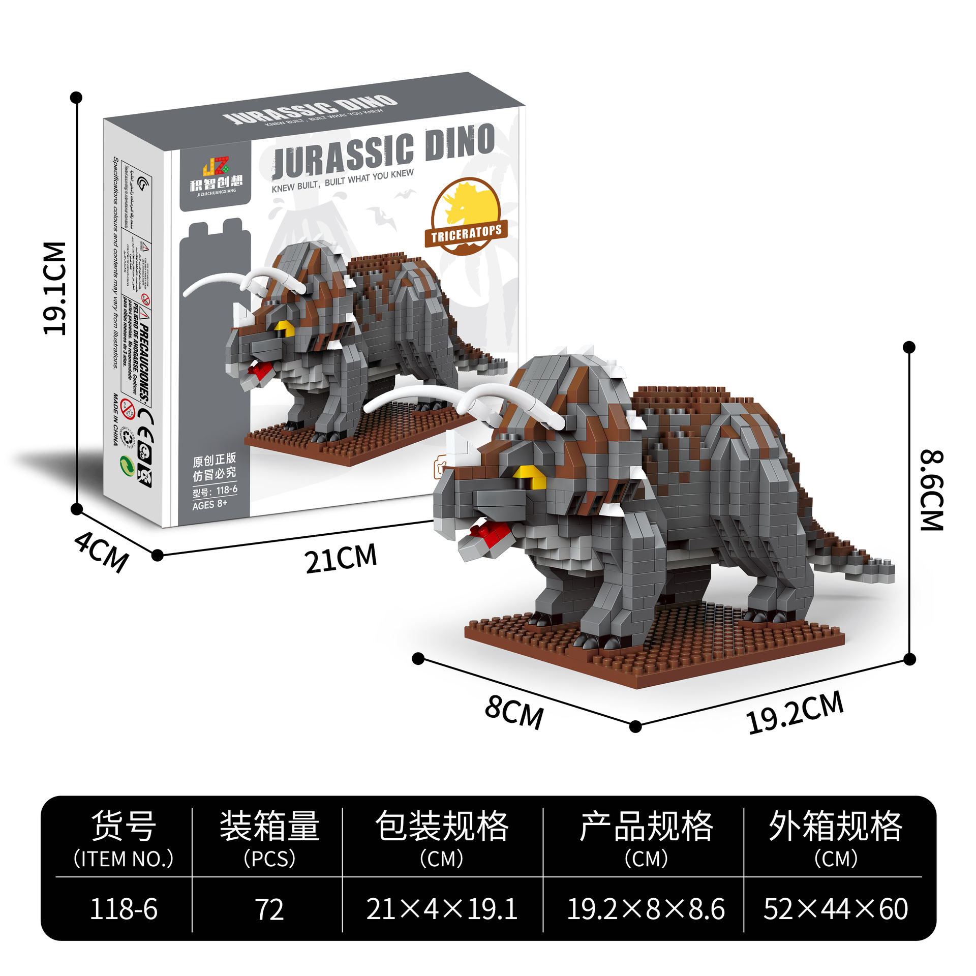 Bloques de construcción de Triceratops-ladrillos de lego