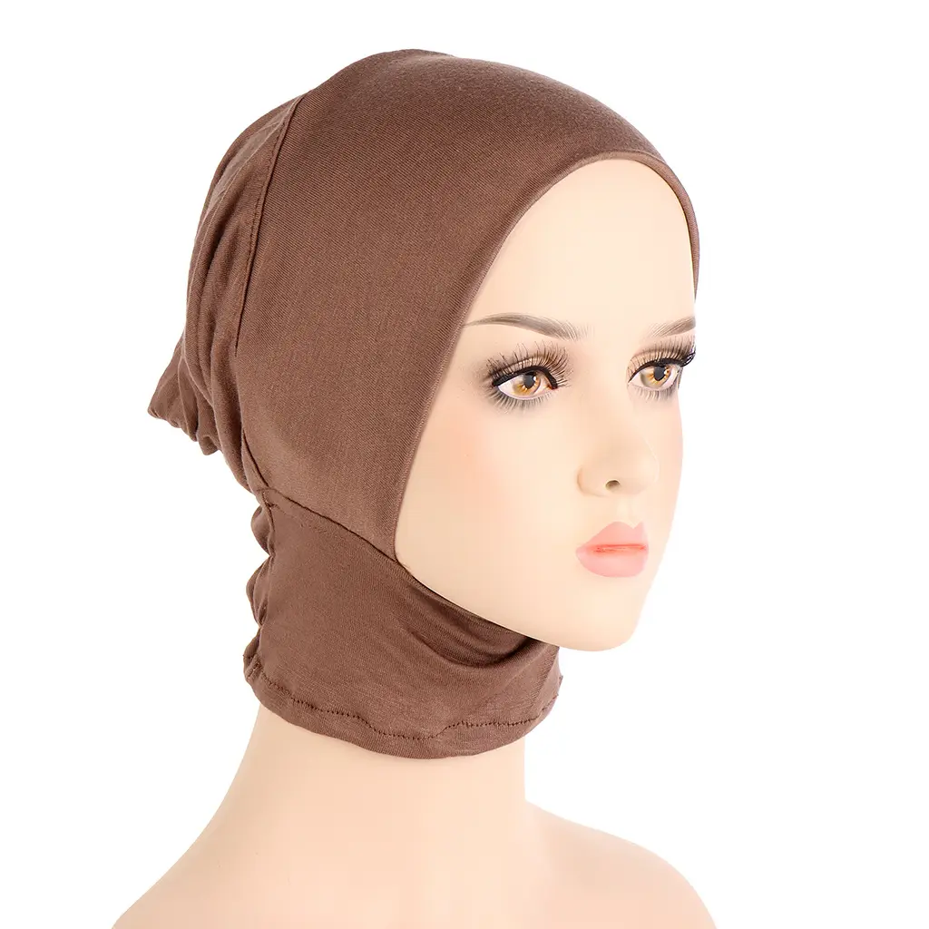 Fronte croce turbante musulmano colore puro cotone elasticizzato Hijab interno per pronto da indossare sciarpa da donna sotto il cofano Hijab
