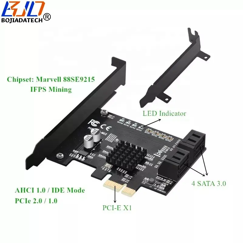 4 x SATA3 SATA 3.0 7PIN Connector to PCI Express PCI-E 1X Expansion Controller Card 6Gbps Supports IPFS HDD Hard Disk Drive