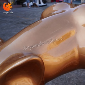 Thép không gỉ sơn vàng Cheetah điêu khắc thương mại ngoài trời nghệ thuật cài đặt lớn sàn đứng trang trí may mắn - Product Image 6