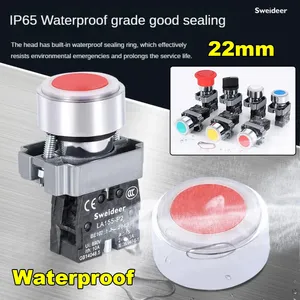 22mm Flat Round Head Self Locking Jog <strong>Switch</strong> 12V 24V 220V <strong>Indicator</strong> <strong>Push</strong> <strong>Button</strong> <strong>Switch</strong> for Mechanical Equipment - Product Image 2
