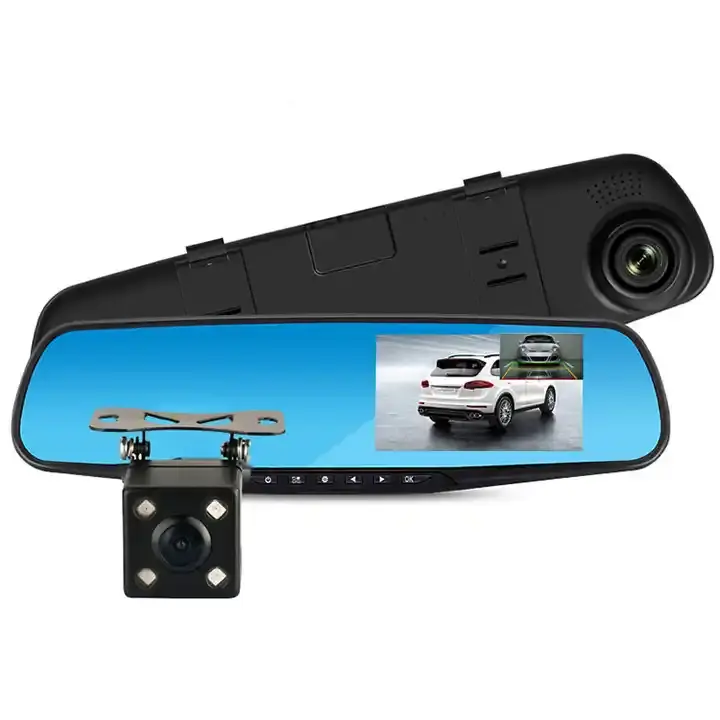 Precio de fábrica frontal y trasero de doble lente para salpicadero de coche Cam DVR espejo de coche cámara grabadora de vídeo espejo retrovisor