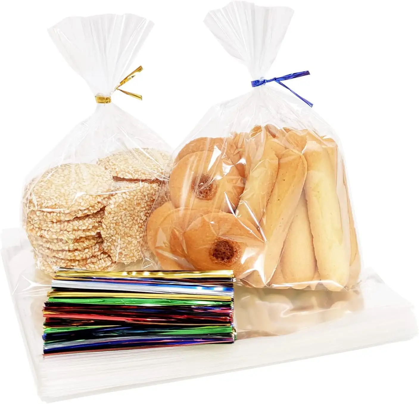 100PCS Cellophane Bags 6x9 inches Clear Treat Bags with 4'' Twist Ties Plastic Cello Bags for Gift Goodie Favor Candy Cake