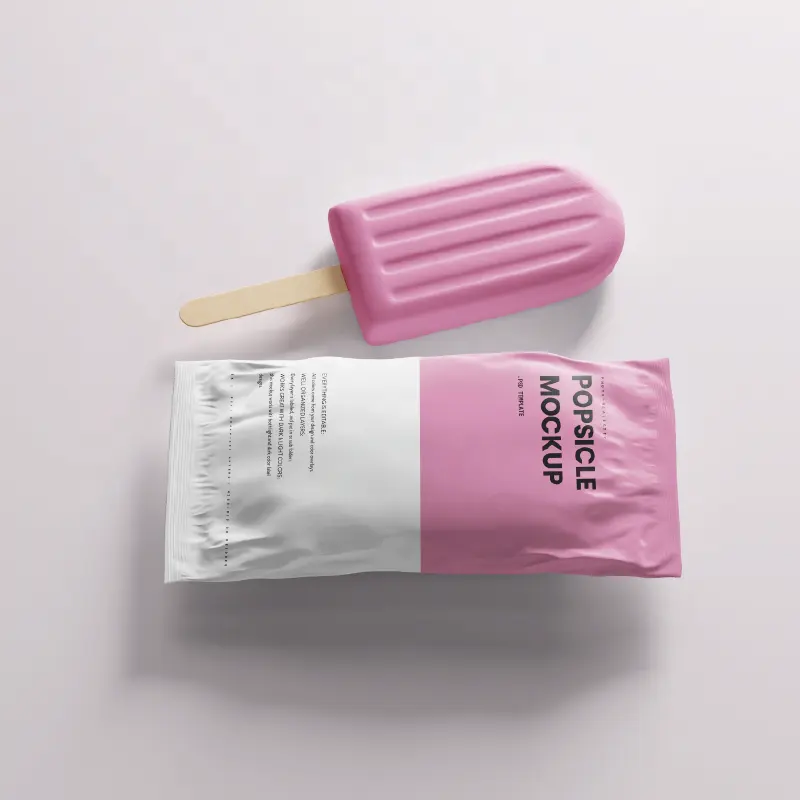 Custom Printed Pop Popsicle Packaging Bag Back Sealing Foil Plastic Fruit Ice Cream Wrapper Ice Popsicle Frozen Food Packaging