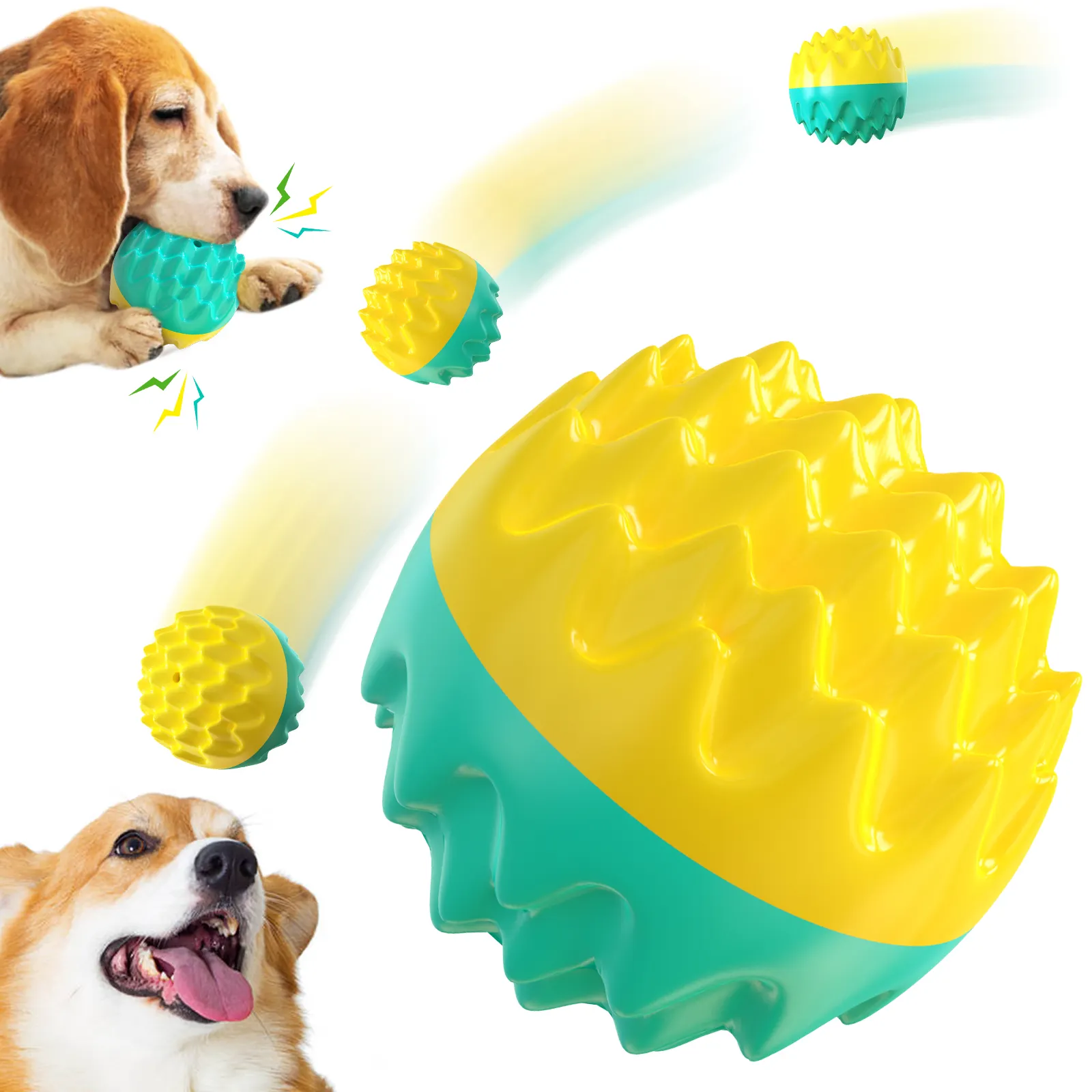 インタラクティブTPR犬のおもちゃボールバイトきしむテニス犬噛む研削歯ボールおもちゃHQDR1023