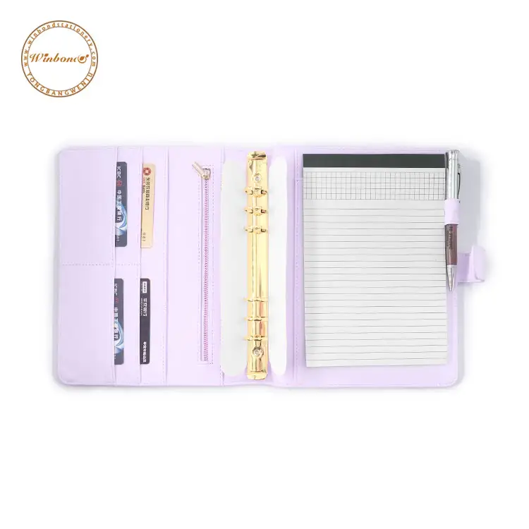 Portable Ungu Warna Kulit 6 Ring Diary Planner A5 Binder