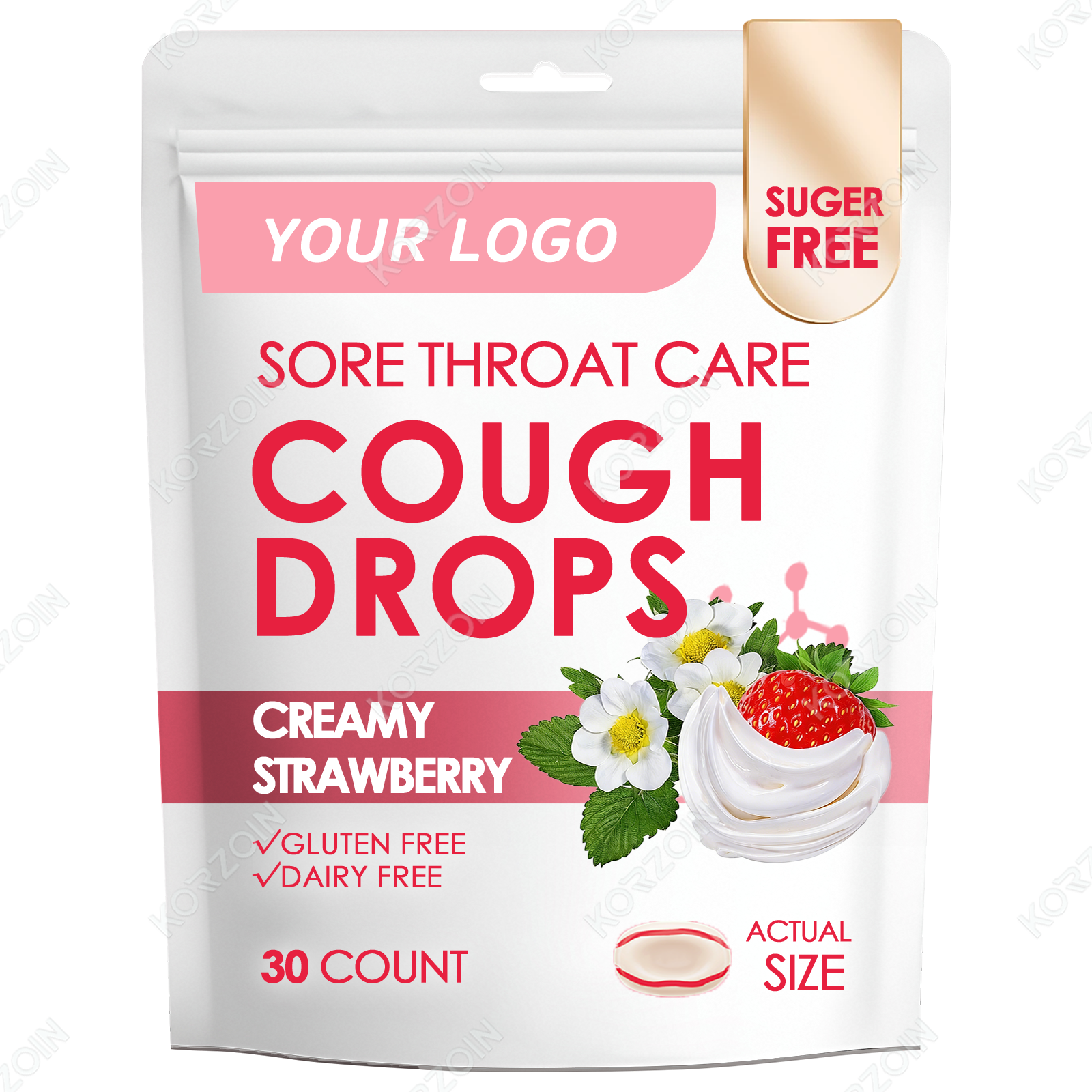 #04 OEM/ODM CREAMY STRAWBERRY SORE THROAT LOZENGE 0 SUGER