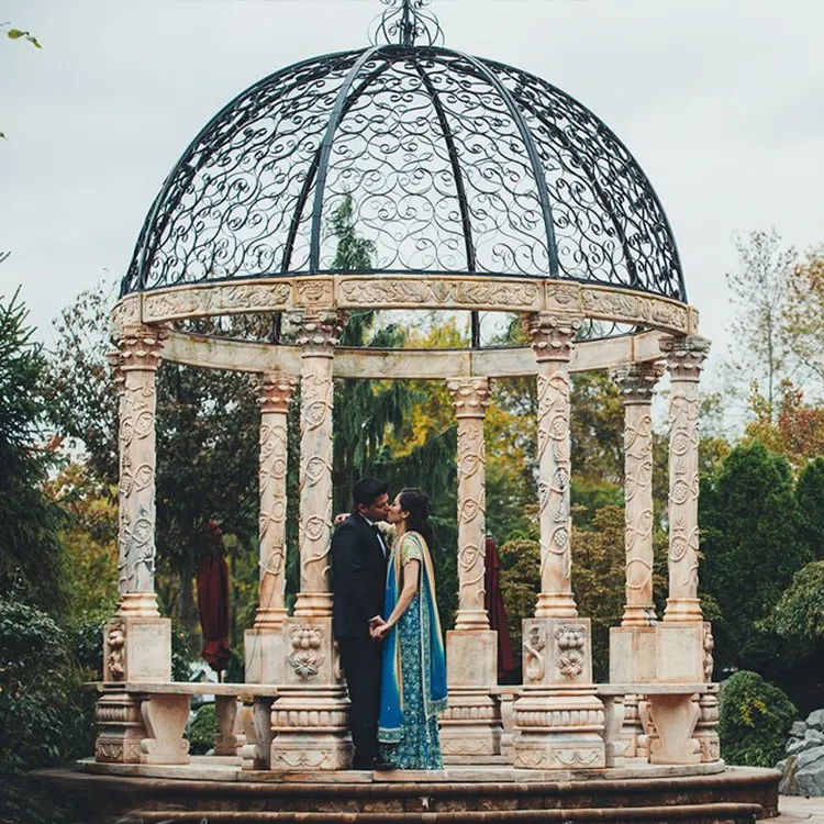 Gazebo decorativo da giardino in marmo Rosetta all'aperto per il matrimonio