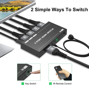 Xput 2022 4 Port <strong>HDMI</strong> 4x1 Switch UHD HDR 48Gbps 2.1 8K 60Hz 4K 120Hz 3D 4 in 1 Out <strong>HDMI</strong> 4x1 Switcher <strong>Adapter</strong> With Remote Control - Product Image 4