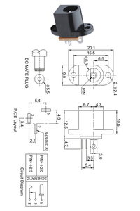 DC017DCコネクタジャックDC電源ソケット5.5MM * 2.1MM / 5.5MM * 2.5MM DC-017メスジャックDCコネクタ - Product Image 5