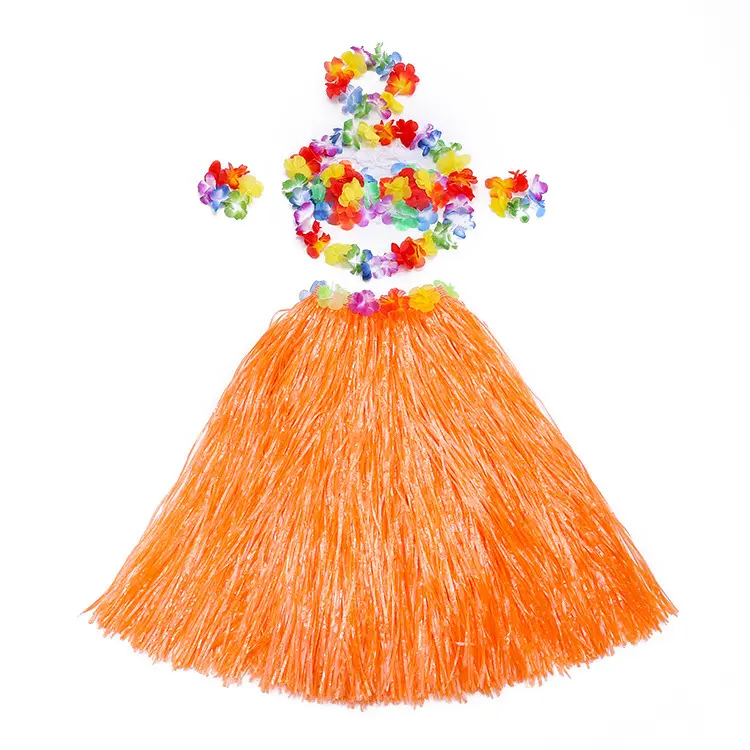 Falda hawaiana elástica para niña, conjunto de disfraz de flores, decoración Tropical para fiesta de cumpleaños