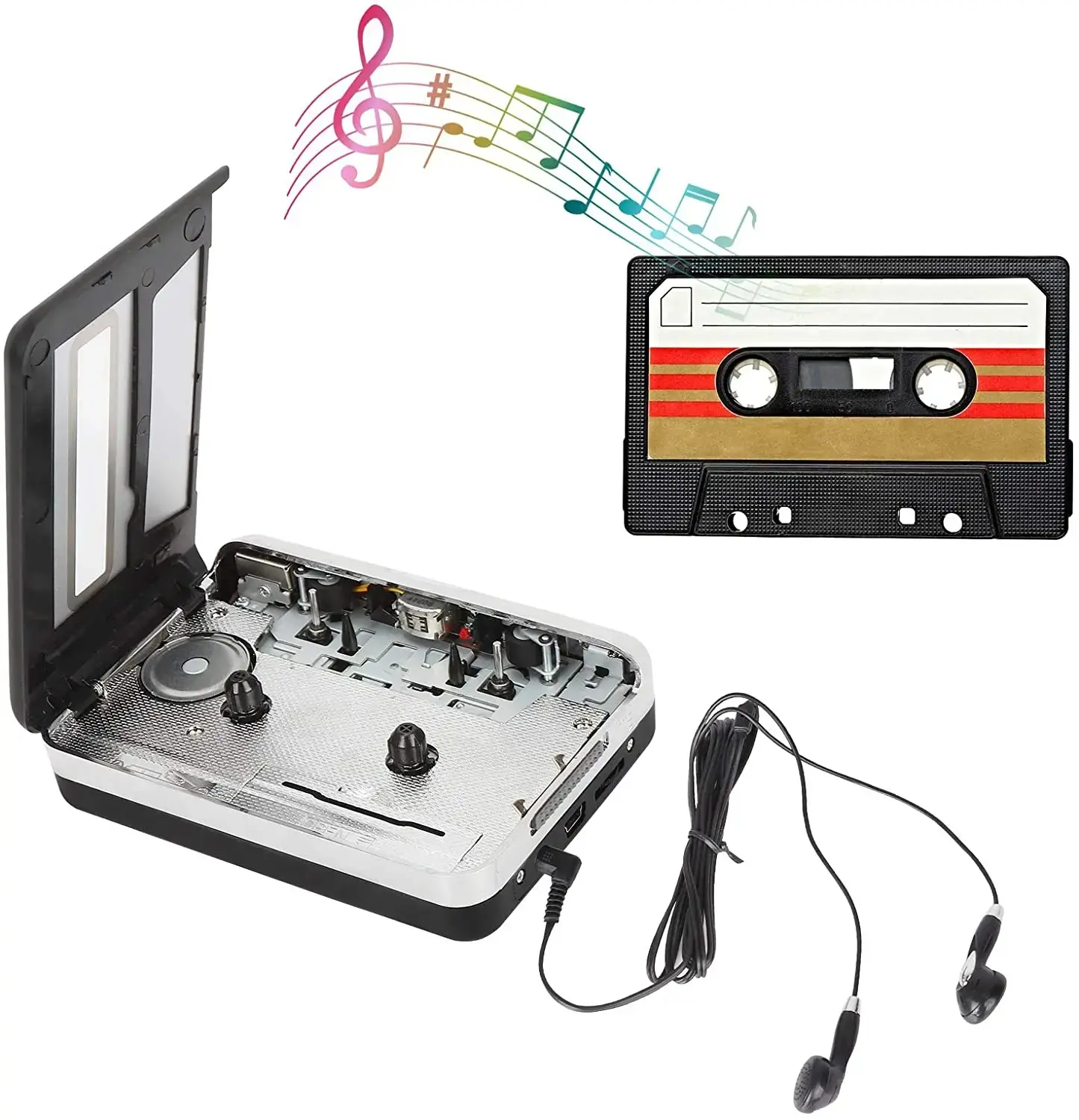 Leitor de cassetes de áudio profissional Dropshipping, gravador de fita Walkman USB, conversor para MP3 para uso doméstico, 2024