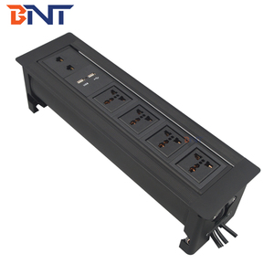 Toma de corriente de escritorio abatible manual con cargador USB 4 salidas de CA Toma de mesa montada al Ras para escritorio de oficina Mesa de conferencias - Product Image 2