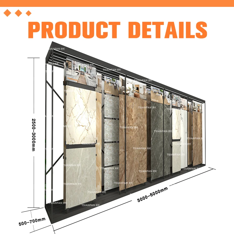 Hot Sale Adjustable Custom Size Marble Type Sliding Showroom Display Stand Rack For Tile Stone Granite Push Pull Exhibition