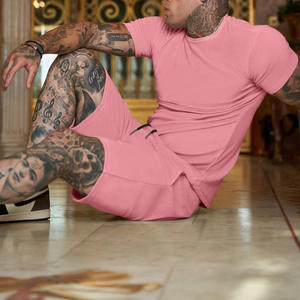 Custom Sweatsuit With Logo Outfits Summer <strong>Two</strong> 2 Piece Short <strong>Set</strong> for Men Private Label Blank Sweat Suit Track Men Plain Tracksuit - Product Image 6