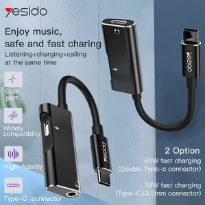 Yesedo 2 In <span class=keywords><strong>1</strong></span>手机充电器插孔音频分离器转换器适配器C型至<span class=keywords><strong>3</strong></span>.5毫米音频适配器