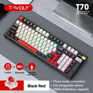 Nuevos dispositivos T70 Tri-modelo Teclado mecánico Bluetooth Inalámbrico Usb Tipo C Perilla Teclado RGB 97 teclas Teclado - Product Image 3