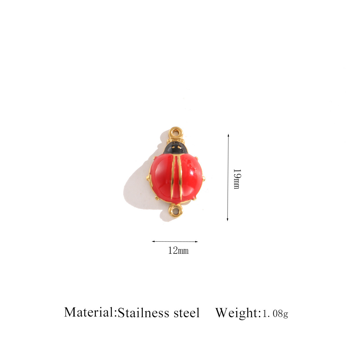 Colgante Coccinella Septempunctata brillante de doble agujero ROJO