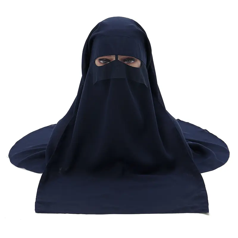 2023 dernier musulman respirant deux couches en mousseline de soie voile visage couverture complète modeste islamique vêtements femmes Jilbab prière Burqa Niqab