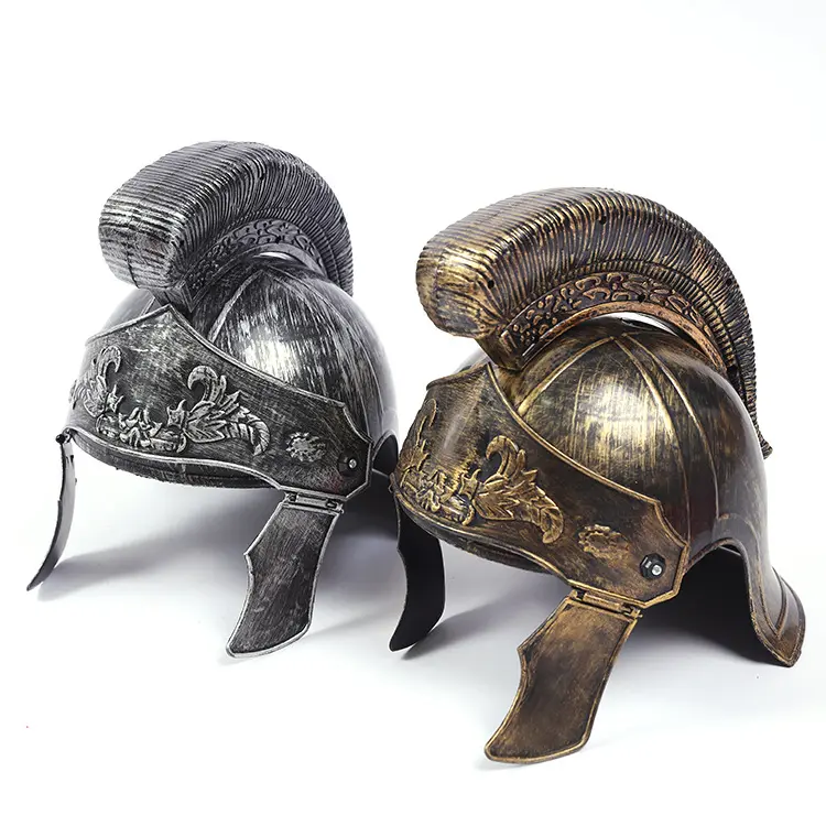Middeleeuwse Ijzeren Ridder Romeinse Krijgers Helm Grieks Kostuum Goud Bronzen Spartaanse Helm