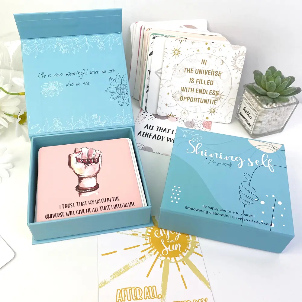Carte affermazioni Positive per le donne-50 carte di consapevolezza con citazioni ispiratrici di scatola delicata stampa di carte motivazionali