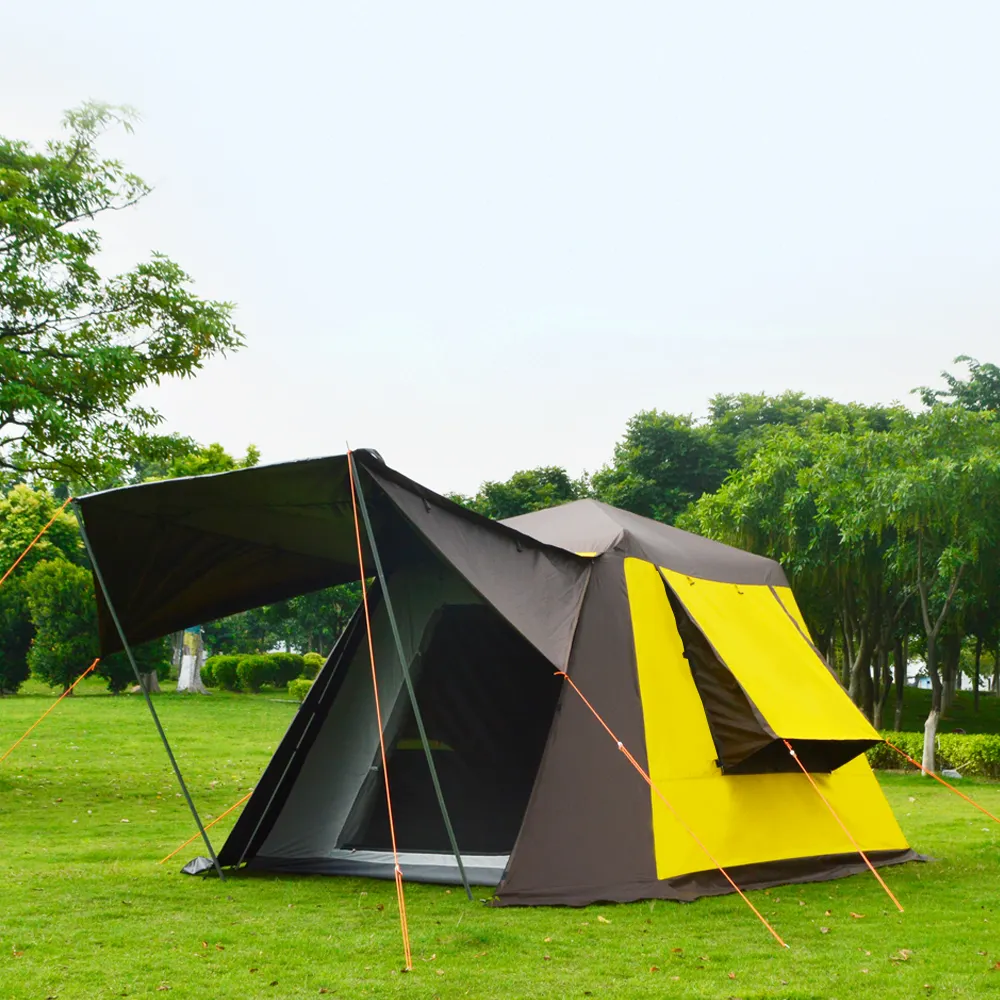 Moqi tenda de luxo personalizada para 4-6 pessoas, grande, resistente ao vento, à prova de chuva, para festa, lazer, acampamento, ao ar livre, barraca de família, para turismo ao ar livre