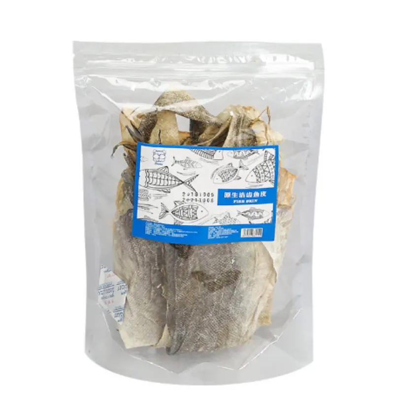 Commercio all'ingrosso di pelle di merluzzo essiccata all'aria intero rotolo di pelle di pesce snack per macinare i denti snack naturali per cani