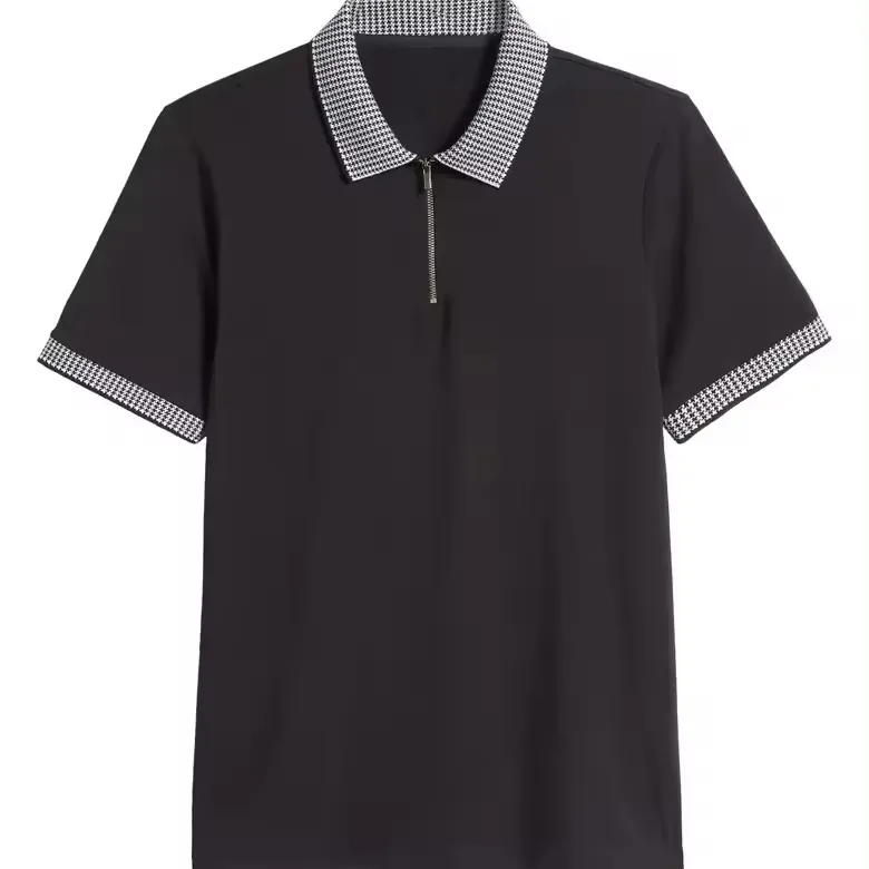 Özel Logo yüksek kalite balıksırtı yaka Zip spor erkekler için Golf Polo gömlek