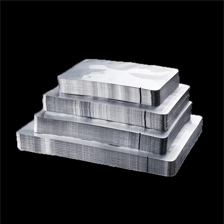 Bolsa sellada de tres lados Bolsas de embalaje de alimentos de papel Mylar de aluminio de color plateado pequeño colorido