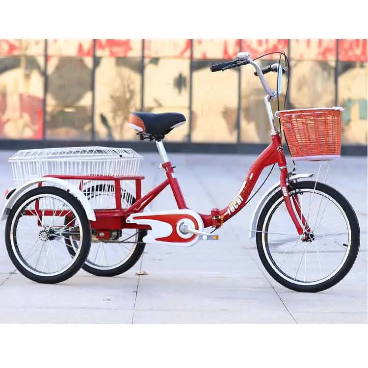 EW-triciclo plegable para adultos, carrito de comestibles para edad avanzada, rickshaw