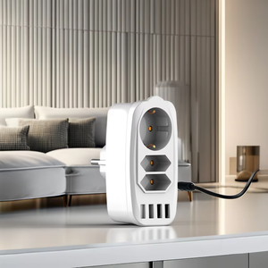 Germany Power Strip <strong>Multi</strong>-Functional <strong>EU</strong> <strong>Multi</strong>-Socket <strong>Adapter</strong> <strong>with</strong> 3 Outlets and 4 USB a Ports One-Turn <strong>Plug</strong> - Product Image 1