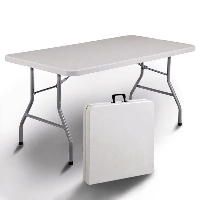 Mesa plegable de plástico blanco para picnic, barbacoa, camping, mesas plegables, 6 pies, 7 pies, 8 pies, 2023