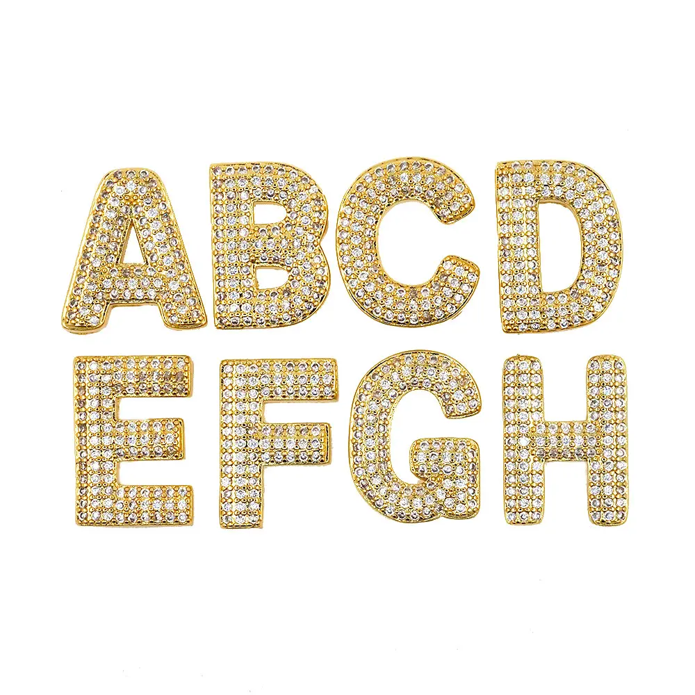Hip Hop Individueller 26 Initialen-Buchstaben-Anhänger vergoldeter Zirkon DIY Herstellung von A-Z Name-Alphabet Paarzubehör Schmuck Geschenke